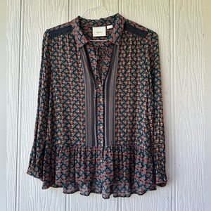 Anthropologie Maeve Button-Down Floral Top